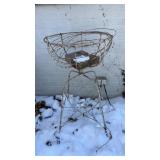 Antique Wire Basket on Stand