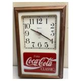 Coca-Cola Wood Framed Battery Op Clock