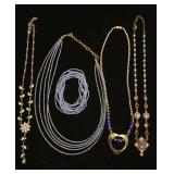 Blue stone and beaded necklaces