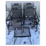Wrought Iron Look Patio Spring Chairs & Table