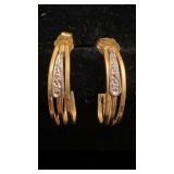 14K yellow gold and diamonds J-hoop earrings