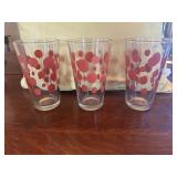 Red Pok-a- Dot glasses, 4 Vintage 8 ' tall