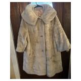 1950's  faux fur gray coat  size XL
