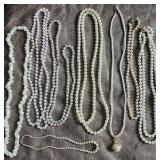 Necklaces, Pearl look, various lengths