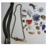 Brooches and metal belts