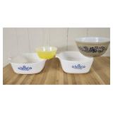 Pyrex, Fire King, Corning Ware bowls/casseroles