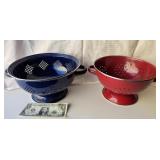 Enamel Metal Colanders (2), modern