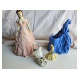 Figurines, Haeger planter, some damage