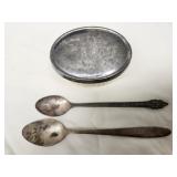 Silver & Silver plate spoons & brush