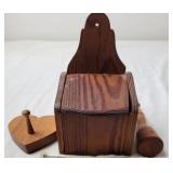 Wooden Salt Box, Masher & Heart w/Peg
