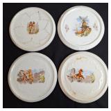 4 Porcelain Gnomes w/Frog & Windmill Tile Trivets