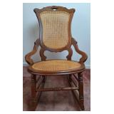 Victorian Style Rocking Chair w/Cane Seat & Back