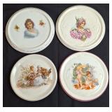 4 Porcelain Victorian & Cherubs Tea Tile Trivets