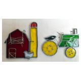 Barn & Tractor Stained Glass Suncatchers