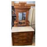 Antique Walnut Eastlake Style Dresser & Mirror