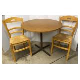35.25in Cafe Table & (2) Wicker Bottom Chairs
