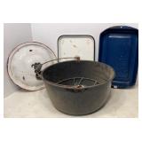 Enamel Roasting Pan, Canner, Tray & Lid