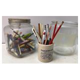 Glass Canisters, Crock & Pencils