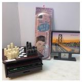 Board Game Set, Metal Thermometer & Clock