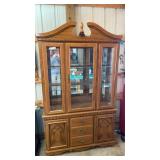 Oak Manufactured Wood Lighted Curio Cabinet
