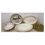 Ironstone Platters, Hand Painted Bowl, pie plate