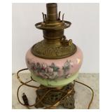 Antique Electrified Oil Lamp