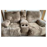 Microfiber Power Reclining Love Seat with Console