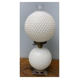 Vtg Milkglass Hobnail Hurricane Lamp