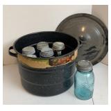 Enamel Cooker & Zinc Lid Qt Ball Jars