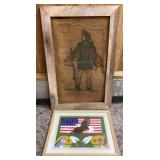 Framed Burlap Potato Sack & Framed Local Art