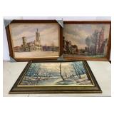 Framed Harold Hancock Watercolor & Lithos