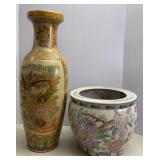 Hand Painted Planter & Vase