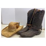 Snake Skin Cowboy Boots (13D) with Spurs