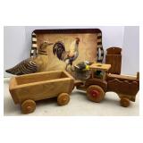 Hand Made Wooden Tractor & Wagon