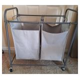 Gray Metal 2-Compartment Laundry Sorter
