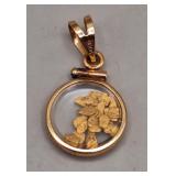 14K Gold Floating Nugget Pendant