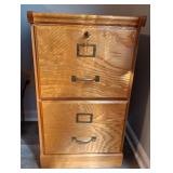 Oak Finish 2-Drawer File Cabinet w/Key