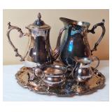 Silver Plate Tea Service & Tray