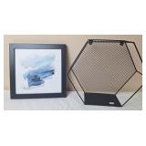 Black Hexagon Floating Shelf & Picture