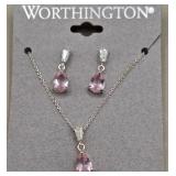 Worthington Pink Stone Necklace Set