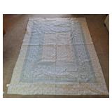 Aqua Blue & Tan Quilted Bedspread