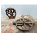 12'& 8 1/2' Rope Cast Iron Pulleys