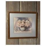 White Flower Picture in Wood Frame
