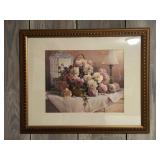 Pink & White Flower Picture in Gold Frame