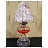 Oil Lamp, chimney & lace cover
