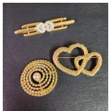 Brooches, gold tone, vintage (3)