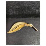 Leaf Brooch, vintage, Gold Tone