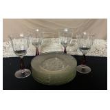 Glass Goblets (4) & Plates (8)