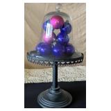 Metal Pedestal Stand & Dome Glass Lid,