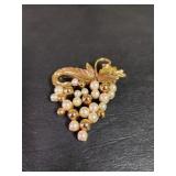 VGT gold tone Grape Cluster Brooch